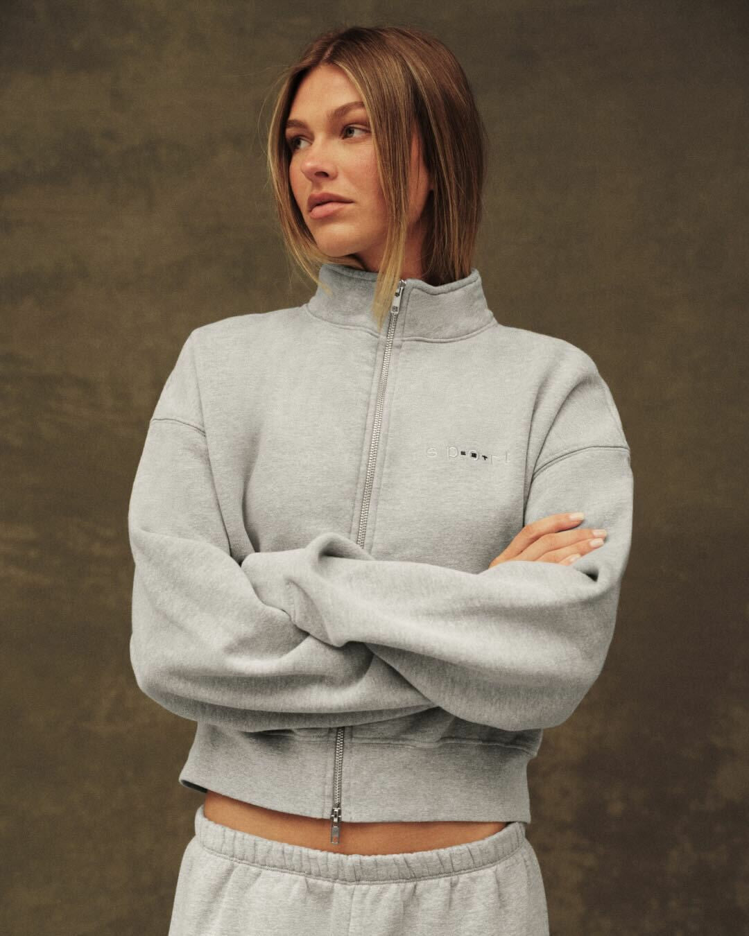 SET ACTIVE MIDWEIGHT SWEATS STAPLE SET FUNNEL ZIP - FOG HEATHER GREY