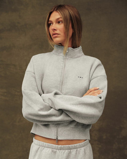 SET ACTIVE MIDWEIGHT SWEATS STAPLE SET FUNNEL ZIP - FOG HEATHER GREY